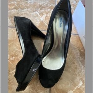 Style&co. Women's Celine Open Toe Pumps Black Suede Size 9 M